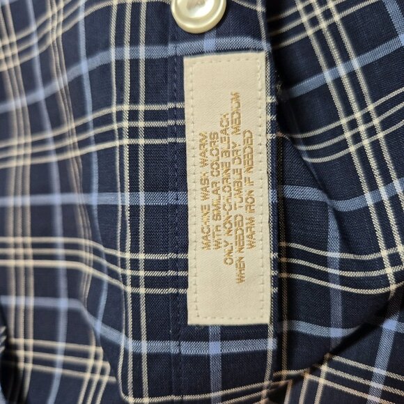 Roundtree Yorke Gold Label Shirt Mens Size S Blue Plaid Short Sleeve Non Iron 57 - Picture 9 of 9